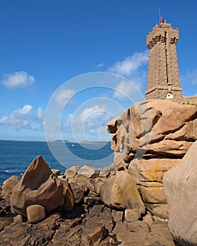 The Lighthouse at Ploumanac\'h  CÃ´tes-d\'Armor Brittany France