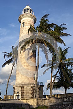 The lighthouse at Point Utrecht Bastion in Galle in Sri Lanka.