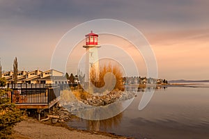 Lighthouse on the pointe of the lake Sylvan Lake Alberta Canada