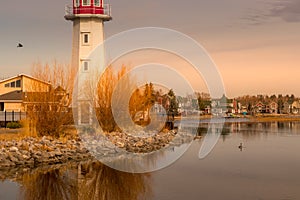 Lighthouse on the pointe of the lake Sylvan Lake Alberta Canada