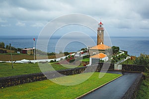 Lighthouse Ponta Garca on Sao Miguel Island, Azores, Portugal