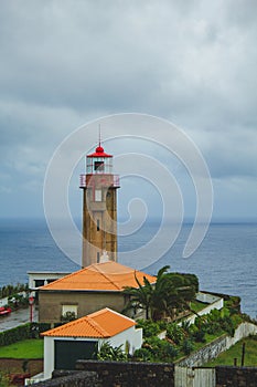 Lighthouse Ponta Garca on Sao Miguel Island, Azores, Portugal