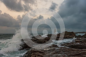 Lighthouse in the port of Ahtopol, Black Sea, Bulgaria