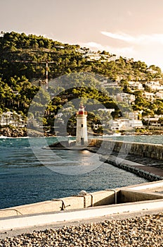 Lighthouse of the port of andratx, majorca, balearic islands, spain