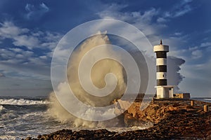 the lighthouse of the port Colonia de Sant Jordi resists