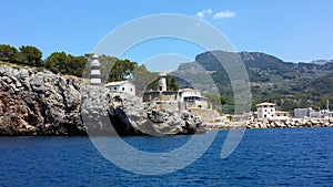 Lighthouse in Port de Soller, Majorca Mallorca, Spain