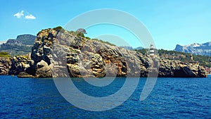 Lighthouse in Port de Soller, Majorca Mallorca, Spain