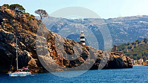 Lighthouse in Port de Soller, Majorca Mallorca, Spain