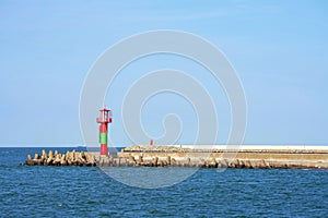 Lighthouse at the port entrance in Swinoujscie