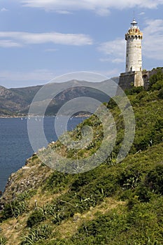 Lighthouse of Portoferraio in Portoferraio, Province of Livorno, on the island of Elba in the Tuscan Archipelago of Italy