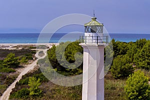 Lighthouse in Poseidi, Kassandra, Halkidiki. Greece