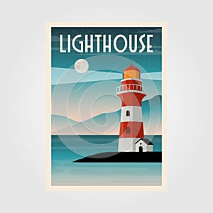 Lighthouse poster vector illustration design, lighthouse coastal line background design