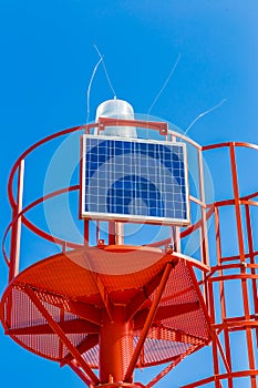 Lighthouse powered by solar panel
