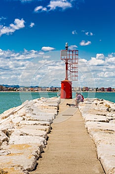 Lighthouse powered by solar panel
