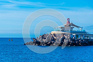 Lighthouse at Puerto de Mogan at Gran Canaria, Canary islands, Spain