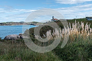 Lighthouse of Punta del Torco de Afuera in Suances, Cantabria, Spain