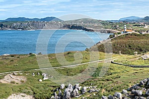 Lighthouse of Punta del Torco de Afuera in Suances, Cantabria, Spain