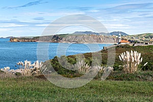 Lighthouse of Punta del Torco de Afuera in Suances, Cantabria, Spain