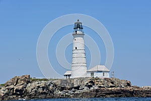 Lighthouse on a Rock Ledge in Boston Harbor