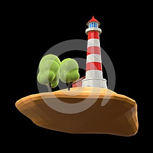Lighthouse on rock stones island landscape