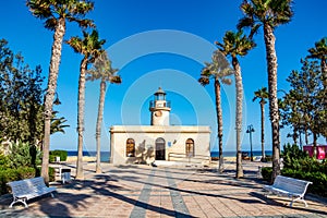 Lighthouse in Roquetas de Mar, Almeria province, Andalusia, Spain