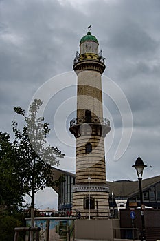 The lighthouse in Rostock-WarnemÃ¼nde