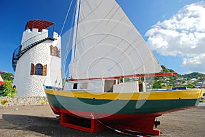 Lighthouse and sailboat on Grenada