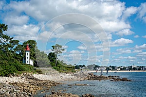 Lighthouse of Sainte Marine at Combrit cape in Brittany France