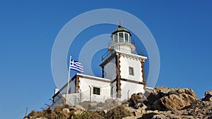 The lighthouse in Santorini, Greece photo