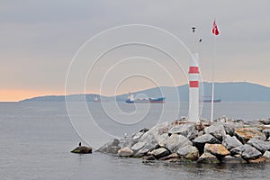 Lighthouse and Sea Bay. Kartal, Istanbul, Turkey