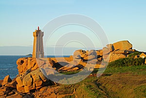 Lighthouse on the sea coast