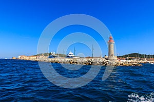 Lighthouse at the sea port of Saint - Tropez, Cote