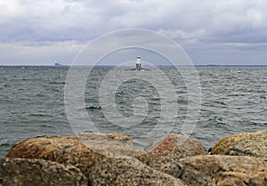 Lighthouse at sea shore in Malme