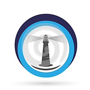 Lighthouse sea wave water  globe world  logo illustrations vector icon clip art