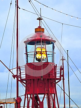 Lighthouse ship in harbor