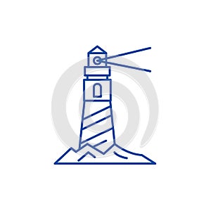 Lighthouse on the shore line icon concept. Lighthouse on the shore flat  vector symbol, sign, outline illustration.