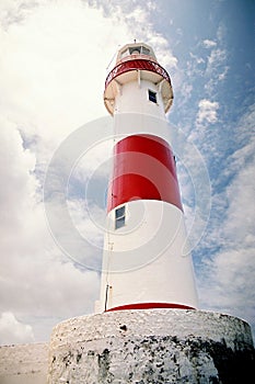A lighthouse signaling navigation