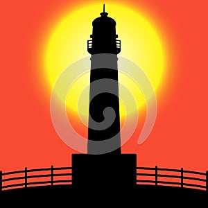 Lighthouse silhouette at Sunset