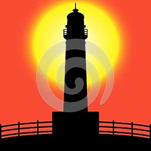 Lighthouse silhouette at Sunset