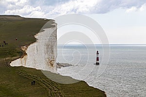 Lighthouse situated at Beachy Head along the Seven Sisters in Sussex, England.