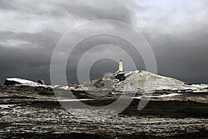 Lighthouse in snow