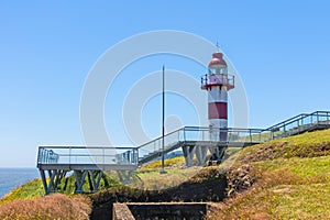 Lighthouse in the Spanish fortress in Niebla, Valdivia, Patagonia, Chile photo