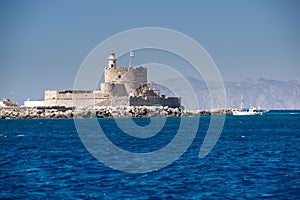 Lighthouse St. Nicholas at Rhodes, Greece.