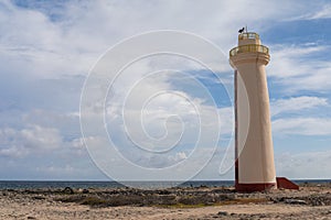 Lighthouse standing at the beach touching the sky in Bonaire, Caribbean