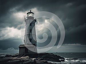 Lighthouse Standing Tall Against a Stormy Sky