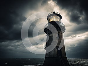 Lighthouse Standing Tall Against a Stormy Sky