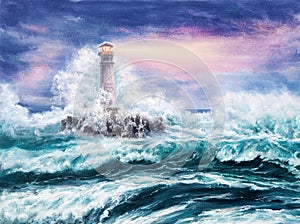 Lighthouse during storm