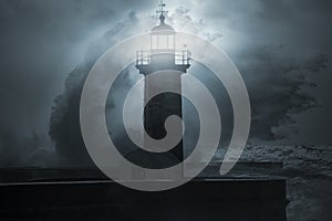 Lighthouse in a stormy night