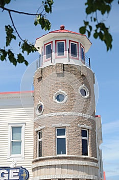 LIghthouse style building in Mackinaw City Michigan
