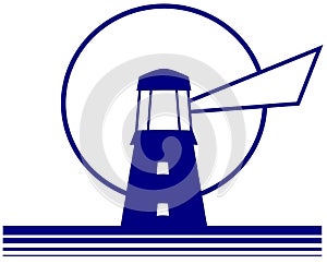 stylized Lighthouse in blue isolated